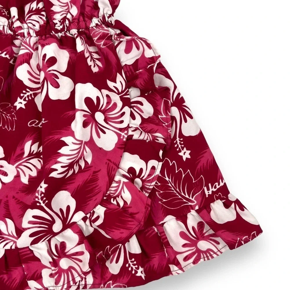Ali'i Fashions Hawaii Dress Kids Girls 6 Magenta Pink Hawaiian Floral Ruffle - Picture 4 of 10